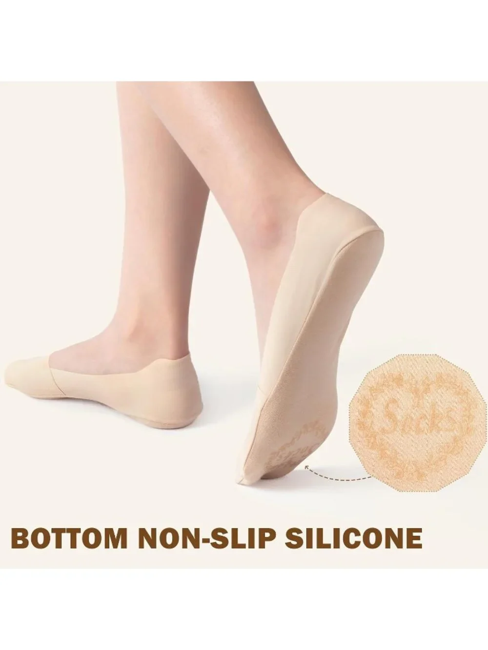 🧦Women's Nude Pink No Show Socks 6 Pairs Non Slip Low Cut Invisible Liner